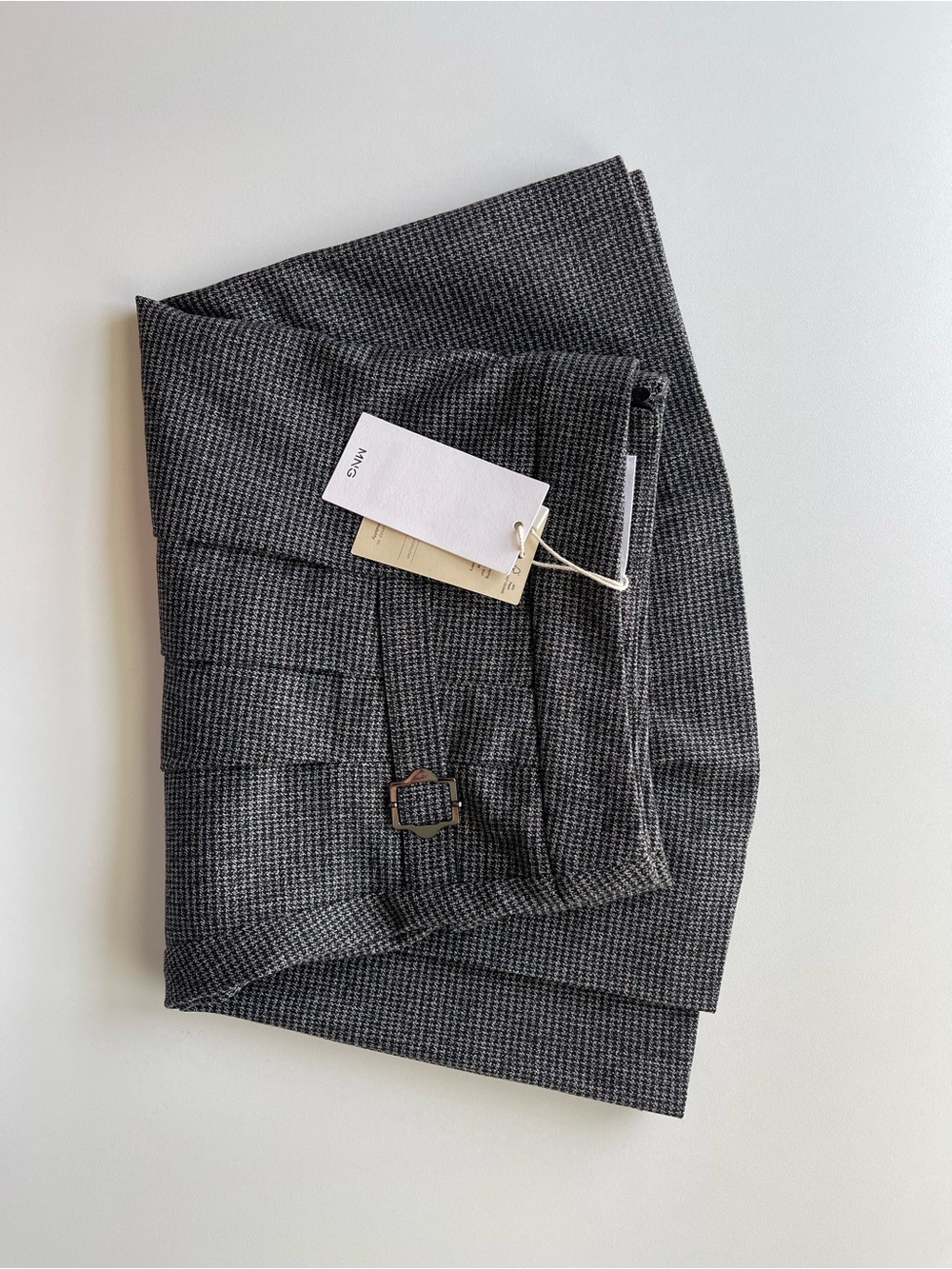 Mango Charcoal Houndstooth Midi Skirt